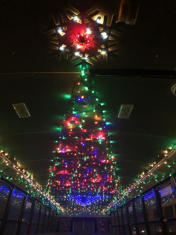 School Bus Decorated for the Holidays